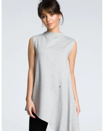 Bluza asimetrica fara maneci,  Gri