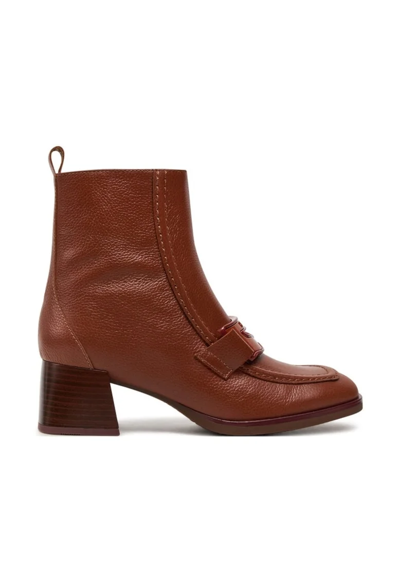 Botine HI243582 Maro,  Piele lacuita