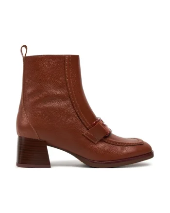 Botine HI243582 Maro,  Piele lacuita