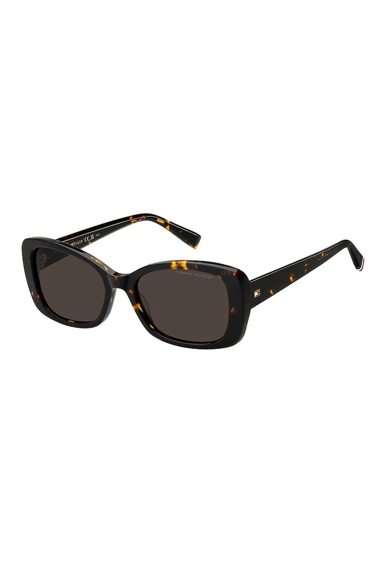 Ochelari de soare dreptunghiulari cu lentile uni, Negru/Galben