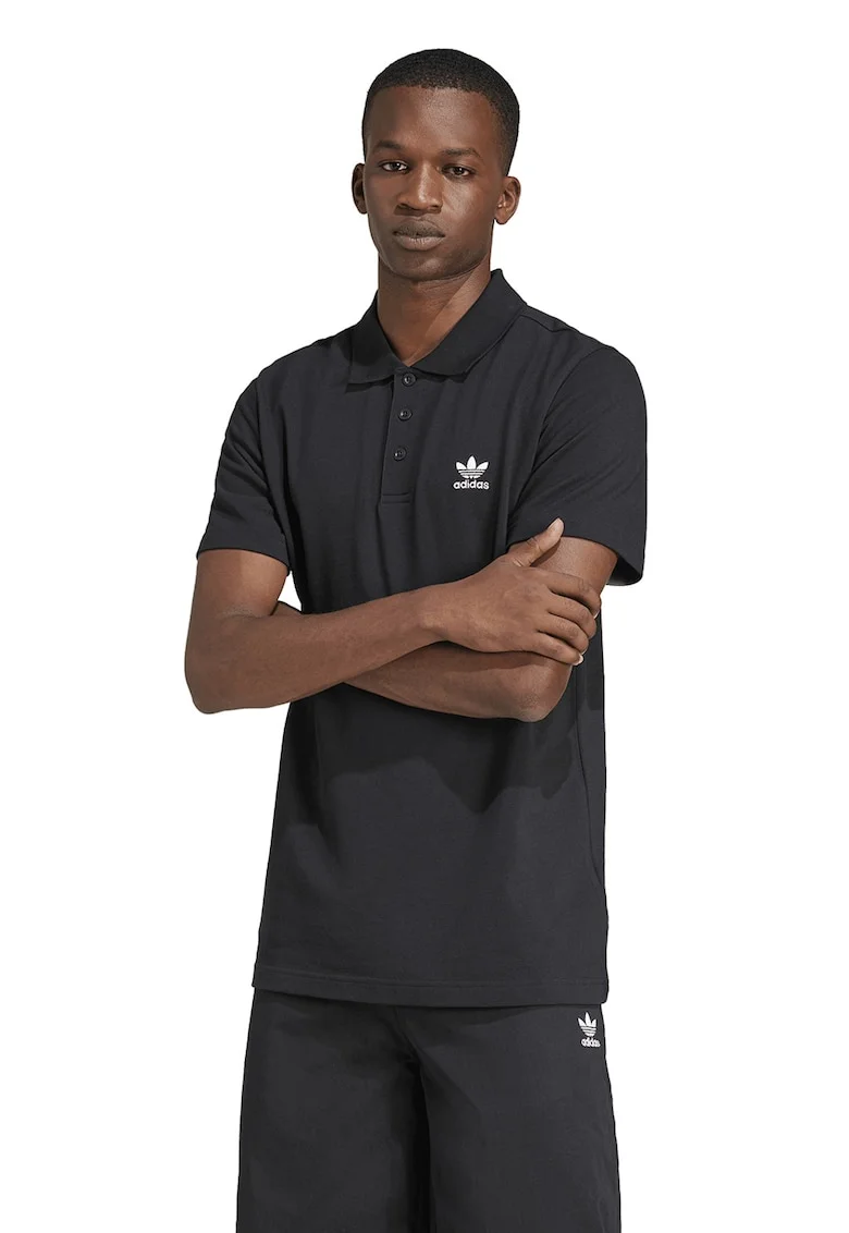 Tricou polo cu imprimeu logo pe piept, Negru