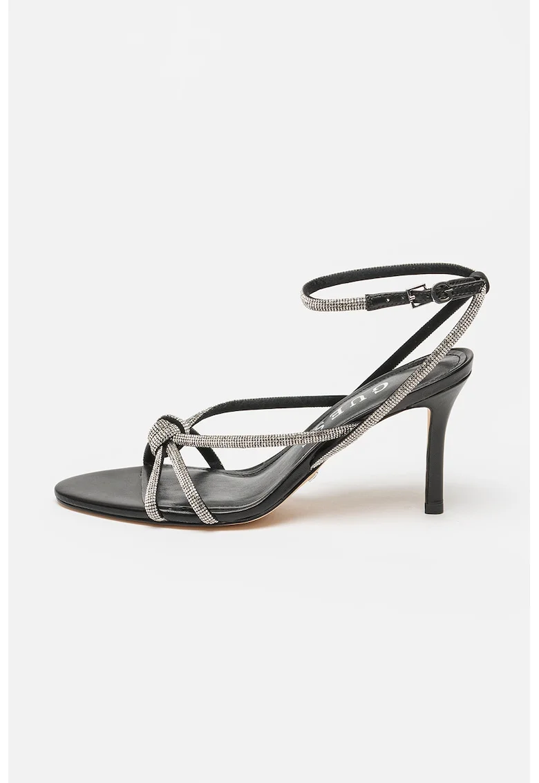 Sandale stiletto cu strasuri, Negru