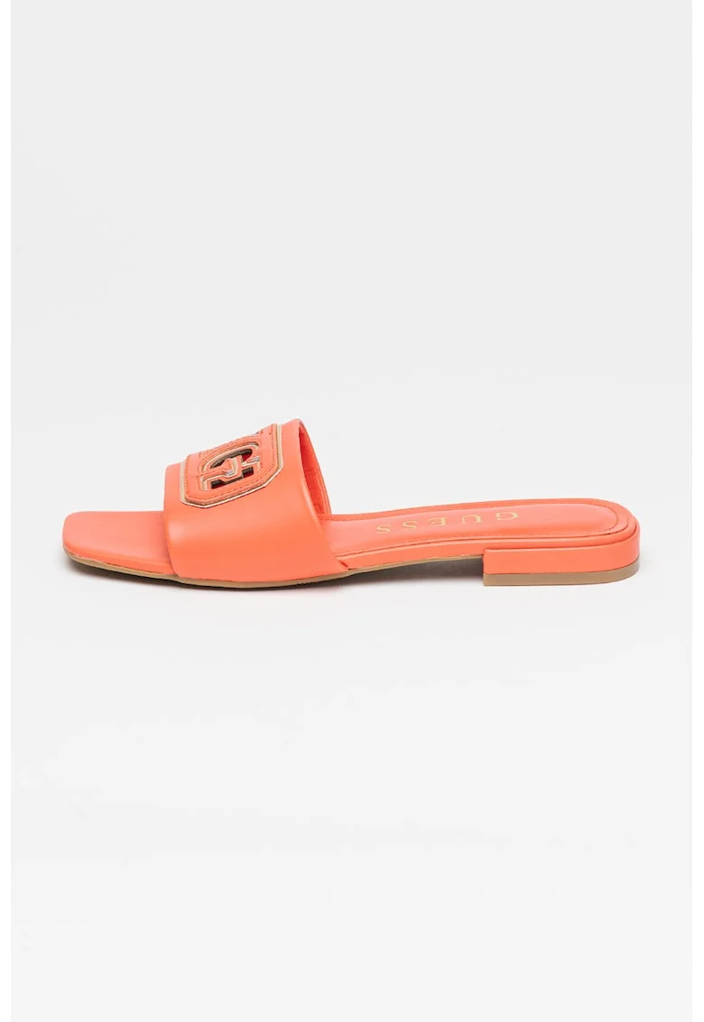 Papuci cu logo, Auriu/Coral