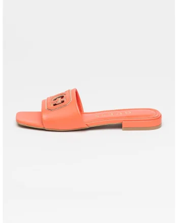 Papuci cu logo, Auriu/Coral