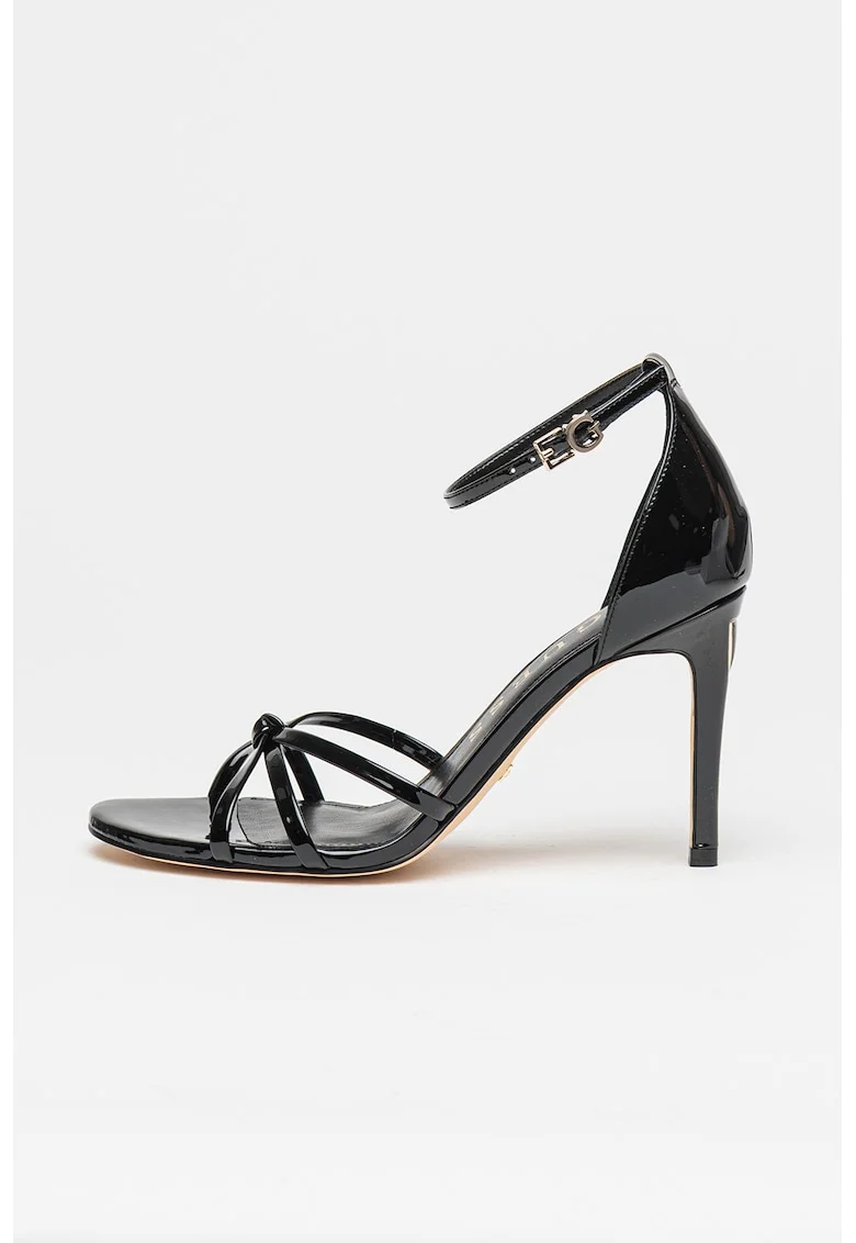 Sandale stiletto cu aspect lacuit, Negru