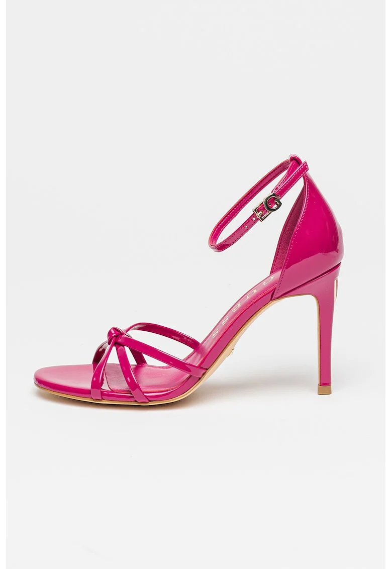 Sandale stiletto cu aspect lacuit, Roz inchis