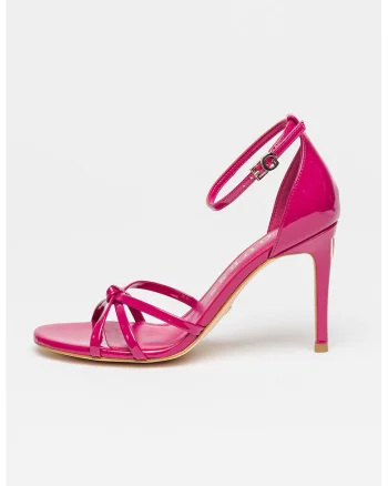 Sandale stiletto cu aspect lacuit, Roz inchis