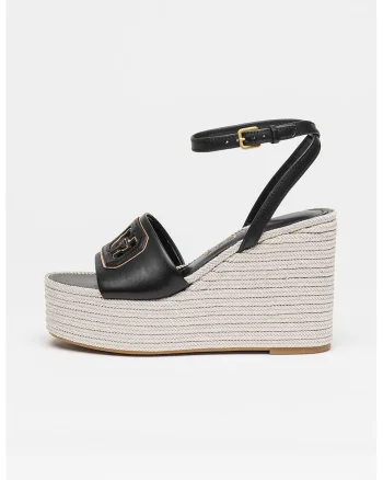 Sandale-espadrile wedge, Auriu/Negru
