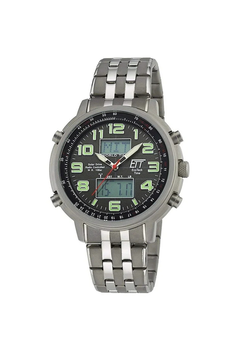 Ceas barbatesc ETT EGS-11302-22M Solar Drive Radiocontrolat Hunter II Chrono 48mm, 10ATM, Gri