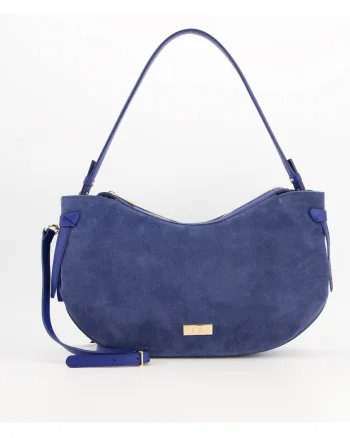 Geanta dama  model Messenger, piele intoarsa, 23x42x6,, curea, Albastru marin