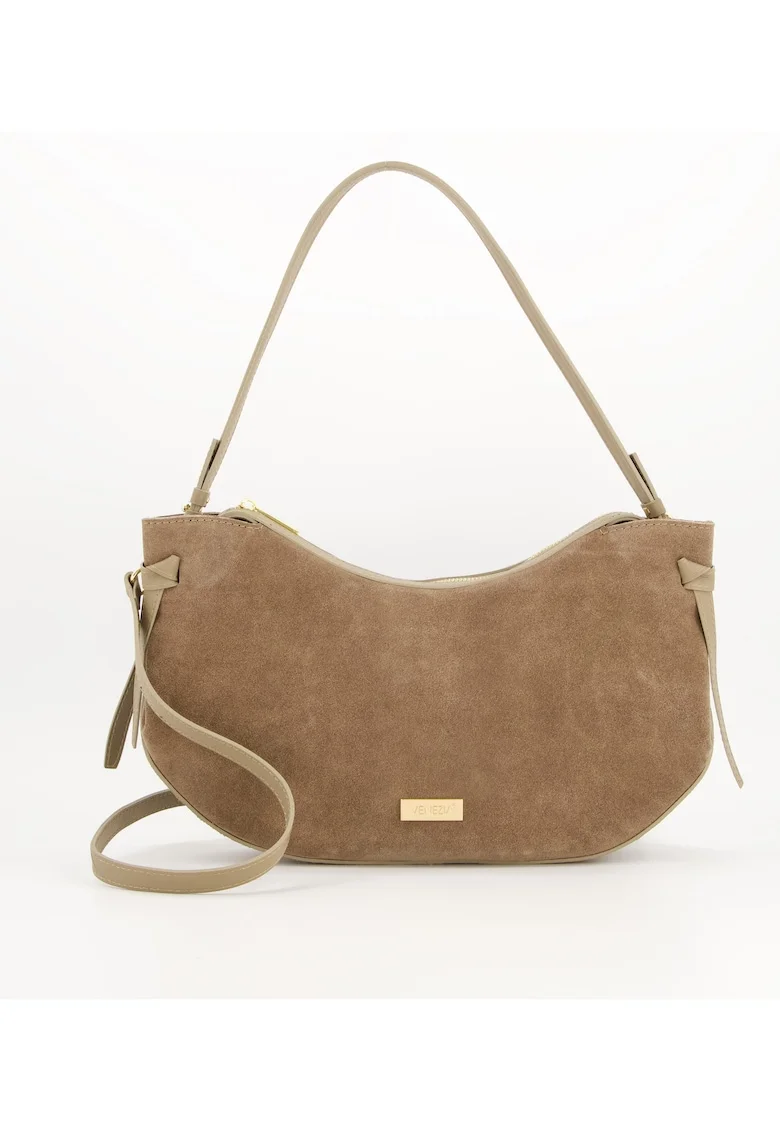 Geanta dama  model Messenger, piele intoarsa, 23x42x6,, curea, Maro