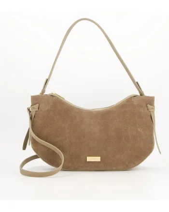 Geanta dama  model Messenger, piele intoarsa, 23x42x6,, curea, Maro