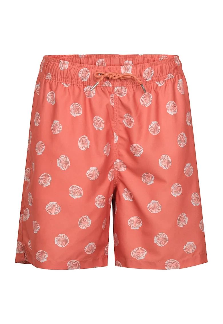 Pantaloni scurti de baie cu model, Alb/Portocaliu mandarina