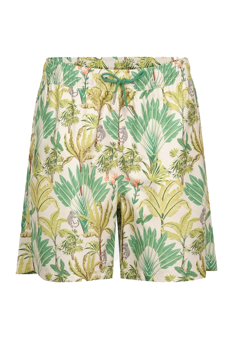 Pantaloni scurti de baie cu model tropical, Verde deschis/Bej deschis