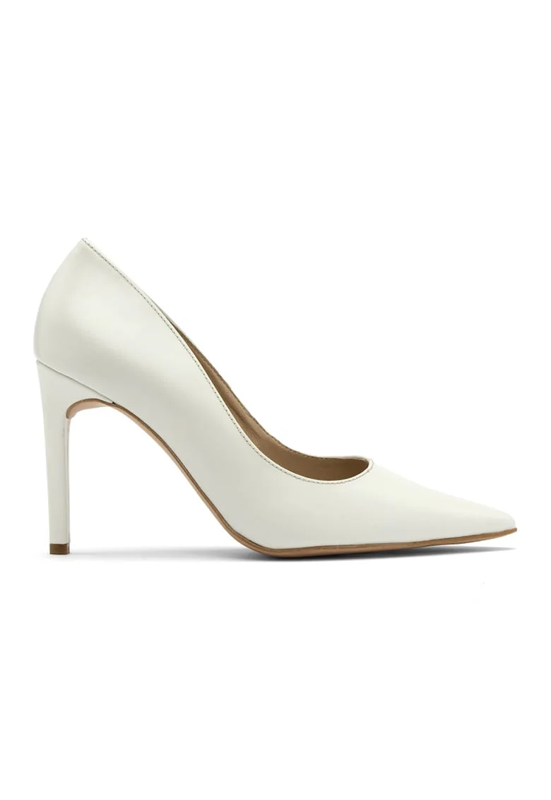Pantofi de piele cu toc clasic, Alb