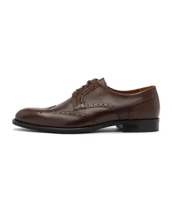 Pantofi de piele cu perforatii, Maro