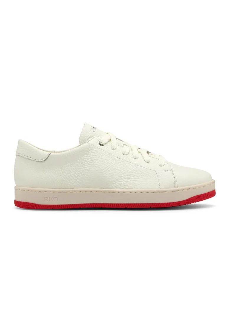Pantofi sport de piele cu sireturi, Rosu/Crem