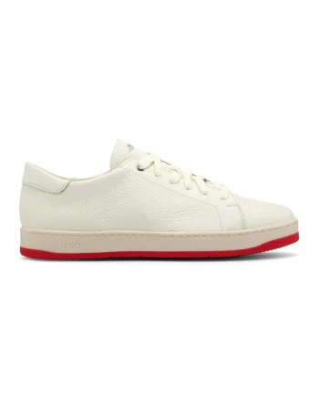 Pantofi sport de piele cu sireturi, Rosu/Crem