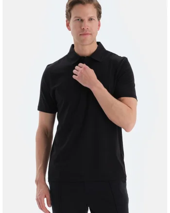 Tricou polo din bumbac, Negru
