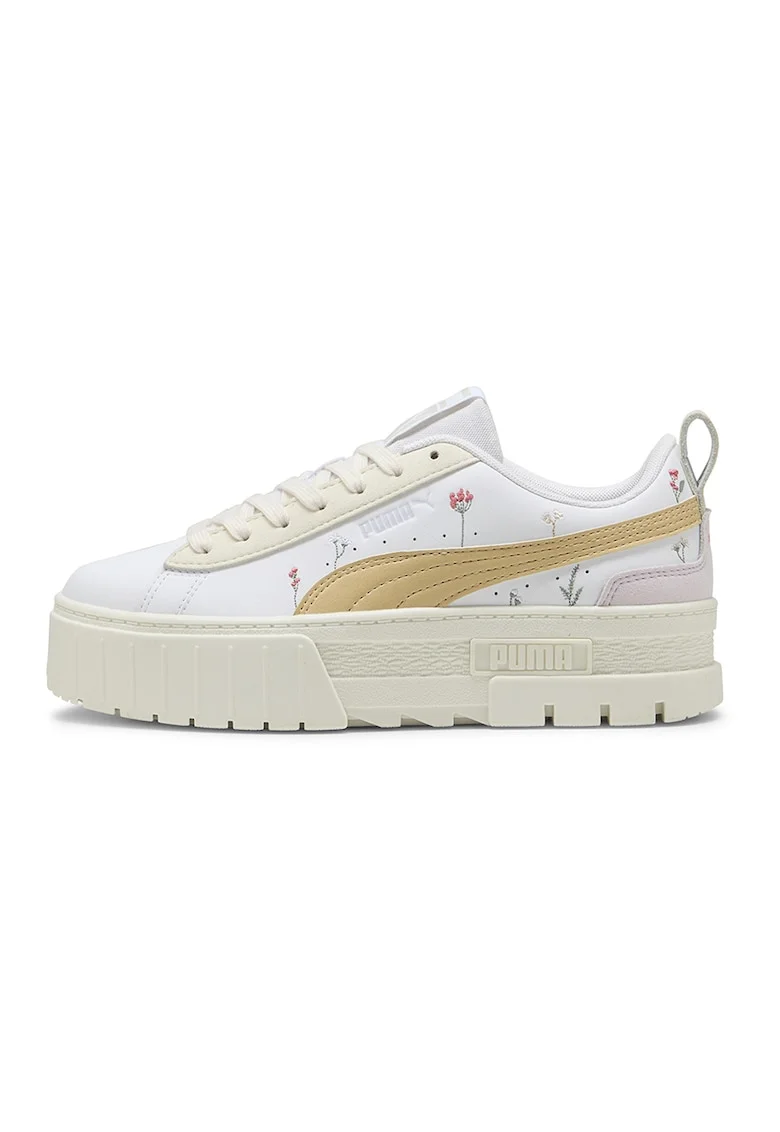 Pantofi sport low cut din piele, Alb/Galben sofran
