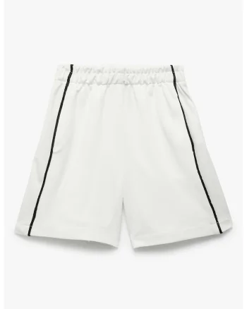 Pantaloni scurti cu talie elastica, Alb/Negru