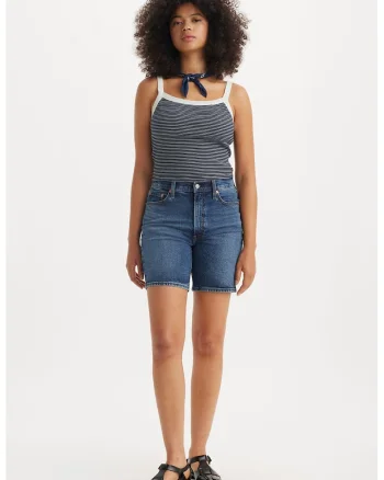 Bermude slim fit din denim, Albastru