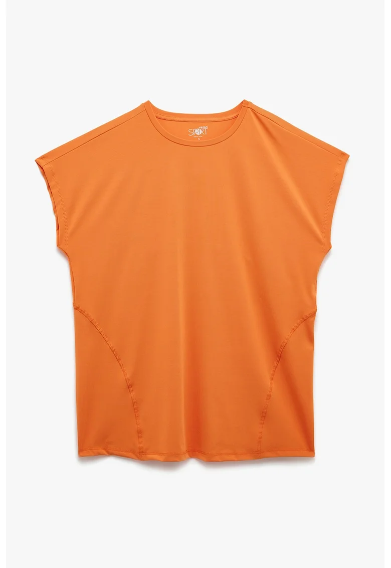 Tricou uni cu decolteu rotund, Portocaliu mandarina