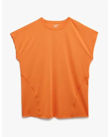 Tricou uni cu decolteu rotund, Portocaliu mandarina