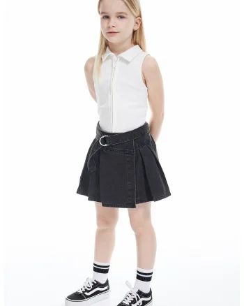 Top slim fit cu fermoar, Alb optic