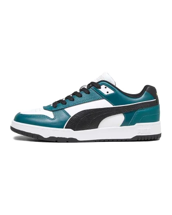 Pantofi sport de piele ecologica si piele RBD Game, Alb/Verde persan