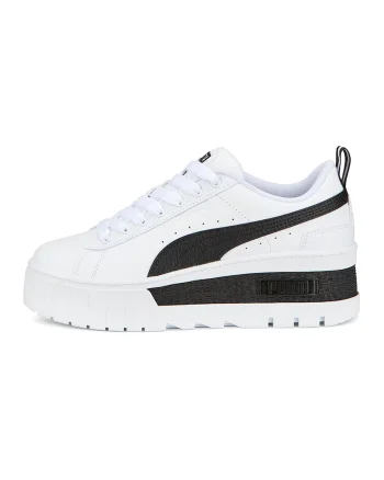 Pantofi sport de piele cu insertii de piele ecologica Mayze, Alb/Negru