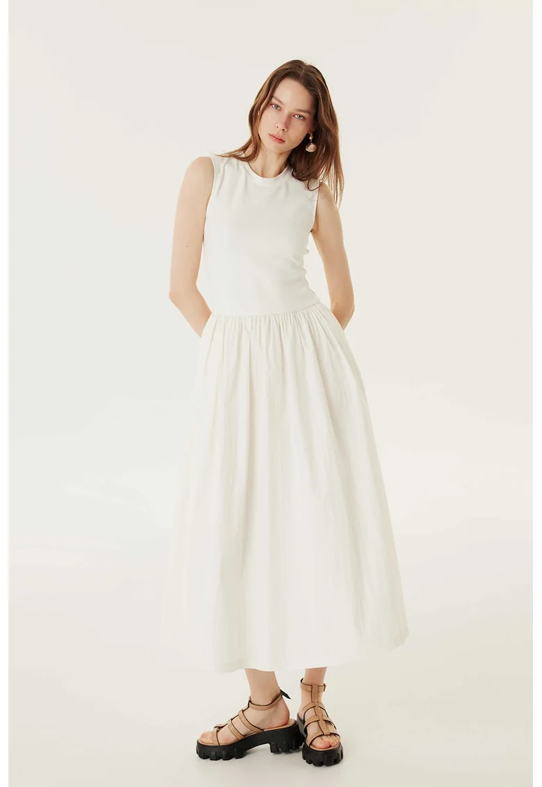 Rochie midi evazata, Alb