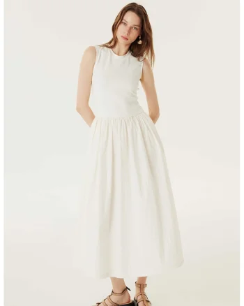 Rochie midi evazata, Alb