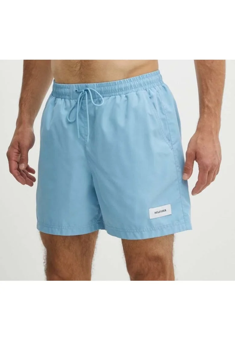 Pantaloni scurti de baie uni cu snur de ajustare