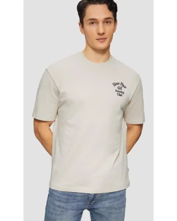 Tricou barbati cu decolteu la baza gatului, Regular fit, din jerse de bumbac, Crem