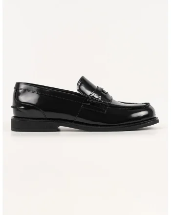Pantofi loafer de piele cu varf rotund, Negru