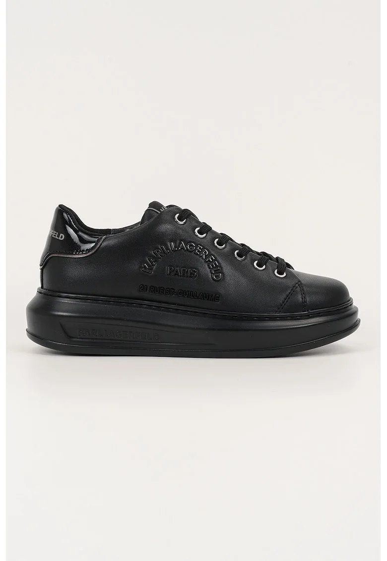 Pantofi sport de piele cu logo, Negru