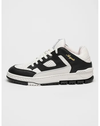 Pantofi sport de piele cu talpa plata si logo, Alb/Negru