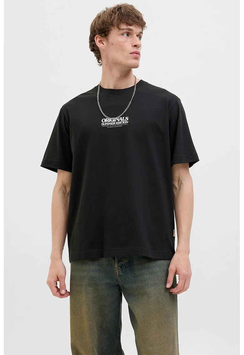 Tricou din amestec de bumbac organic cu imprimeu grafic pe partea din spate, Verde/Negru/Albastru