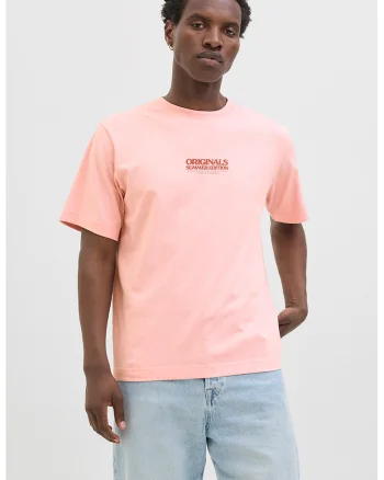 Tricou din amestec de bumbac organic cu imprimeu grafic pe partea din spate, Portocaliu/Roz