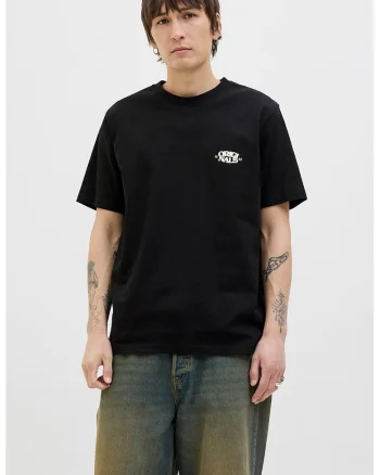 Tricou din amestec de bumbac organic cu decolteu la baza gatului, Negru/Crem