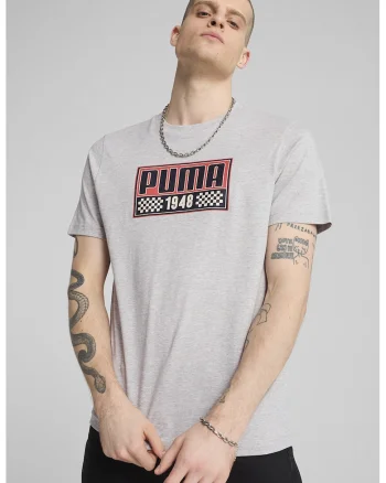 Tricou cu imprimeu si decolteu la baza gatului, Coral/Gri deschis melange