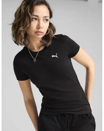 Tricou cu decolteu la baza gatului si monograma, Negru