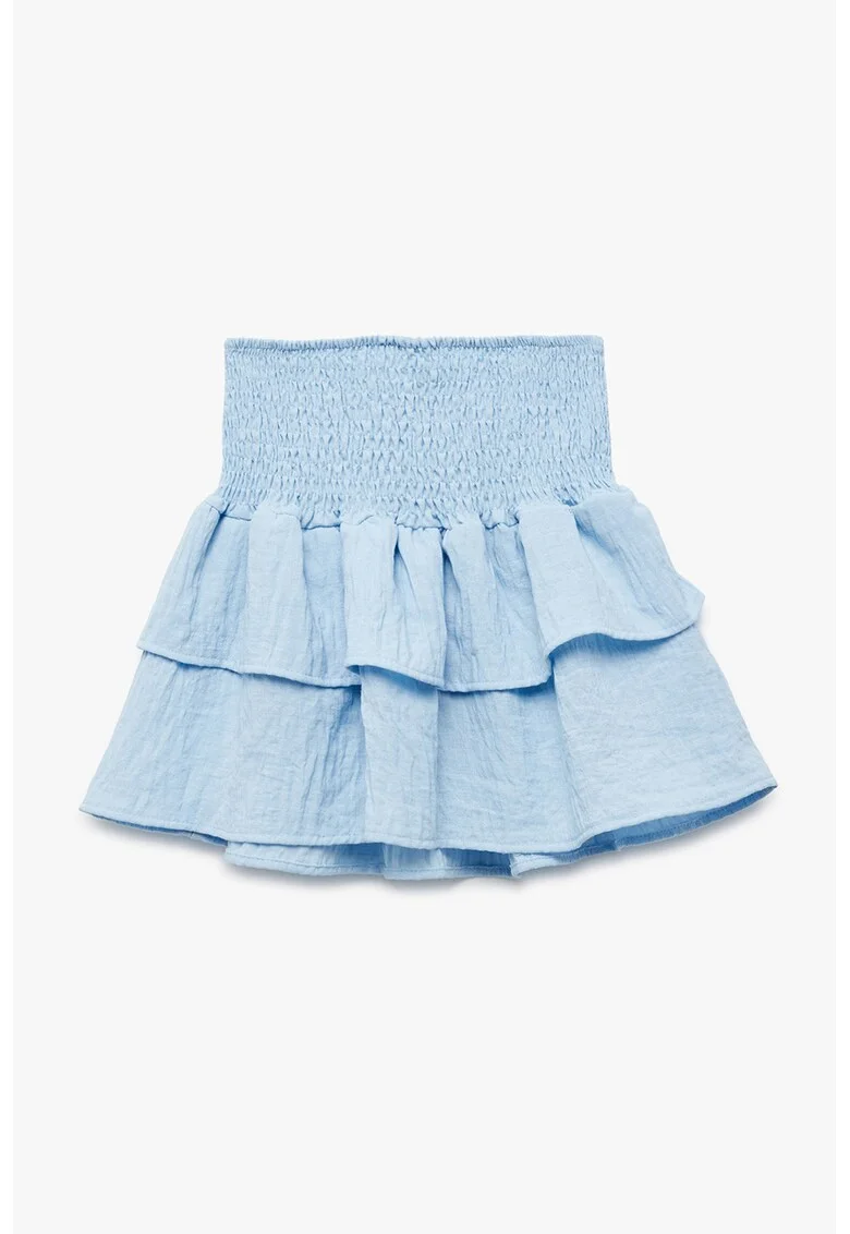 Fusta stratificata cu talie elastica, Albastru pastel
