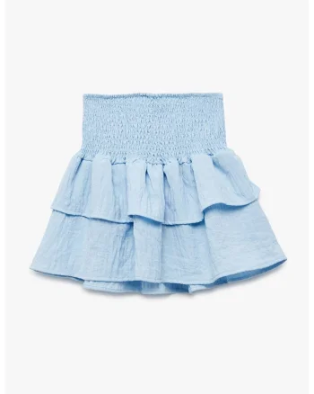 Fusta stratificata cu talie elastica, Albastru pastel