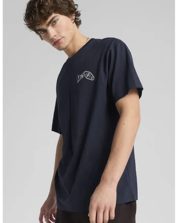 Tricou de bumbac cu imprimeu grafic pe partea din spate, Albastru ultramarin/Bej