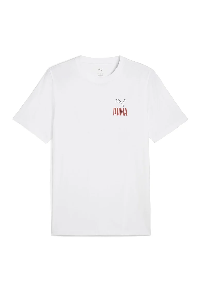 Tricou cu decolteu la baza gatului si imprimeu text, Alb/Negru