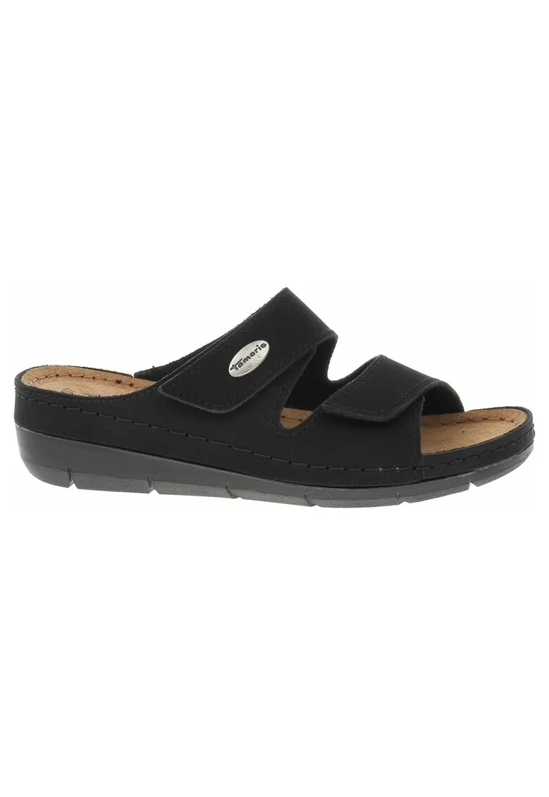 Papuci dama,  1-27510/20, piele naturala, negru, Negru