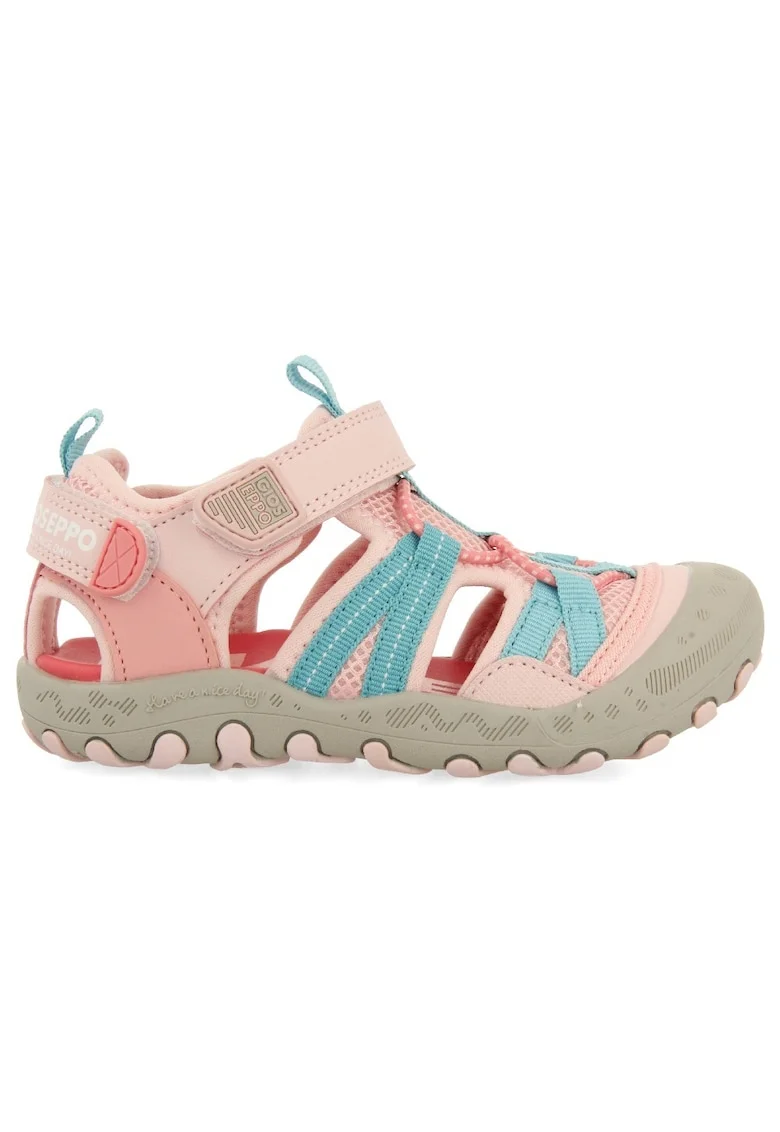 Sandale fisherman cu velcro, Roz deschis/Albastru glaciar