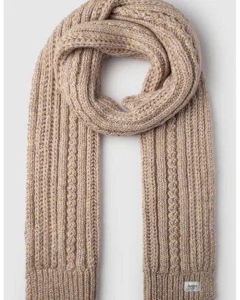 Fular din tricot cu terminatii striate, Roz prafuit